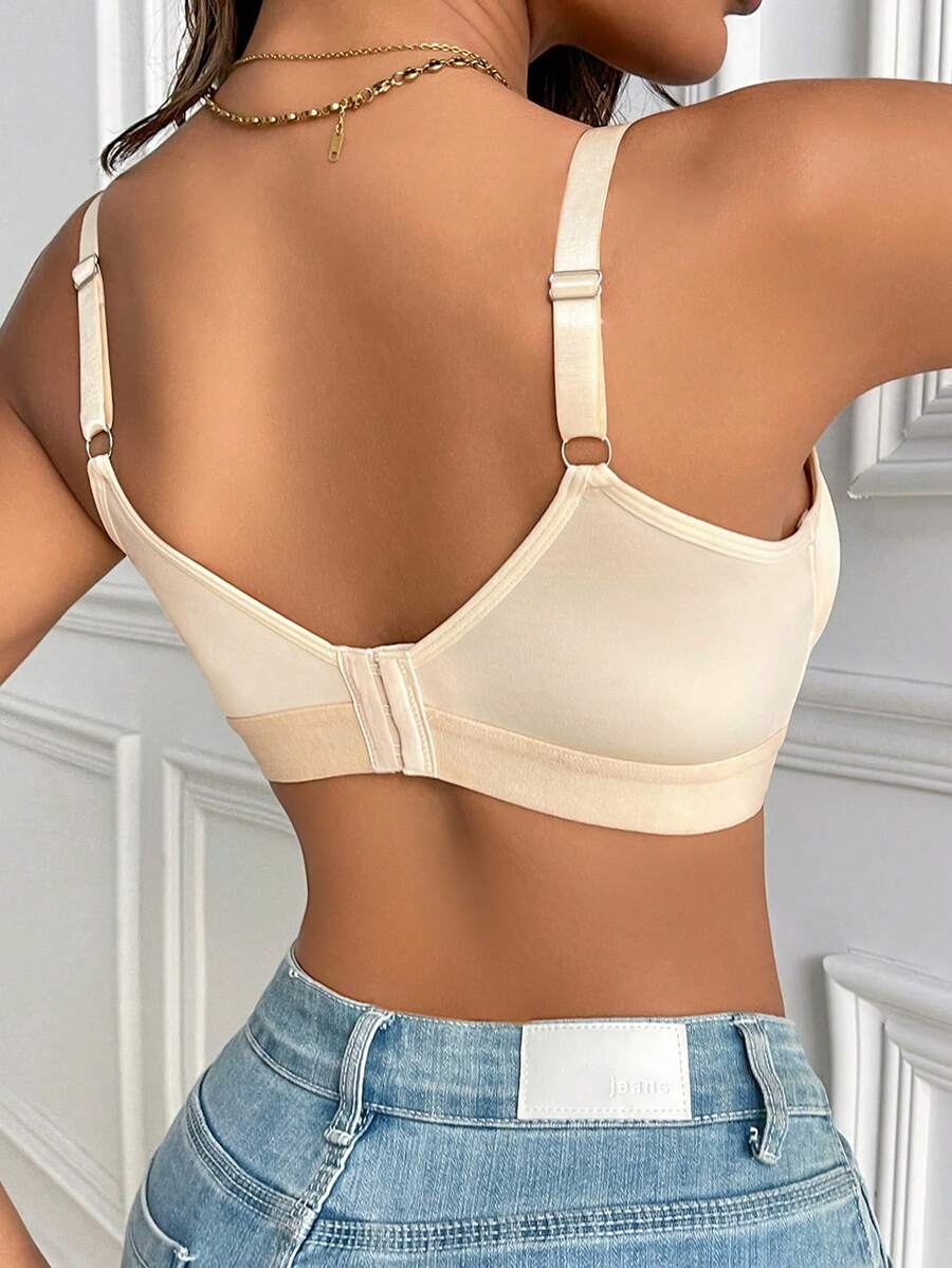 Apricot Backless Maternity Nursing Bra - Wireless Front-Close Halter Bralette for Comfortable Daily Wear