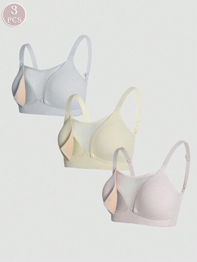 Maternity Nursing Lingerie 3 Pack - Soft Skin-Friendly Wireless Bralette Underwear