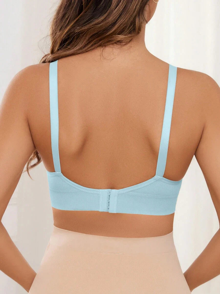 Coffee Brown Seamless Nursing Bra - Comfortable Wireless Maternity Bralette with Adjustable Straps and Easy Access Buttons