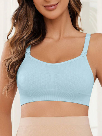 Coffee Brown Seamless Nursing Bra - Comfortable Wireless Maternity Bralette with Adjustable Straps and Easy Access Buttons