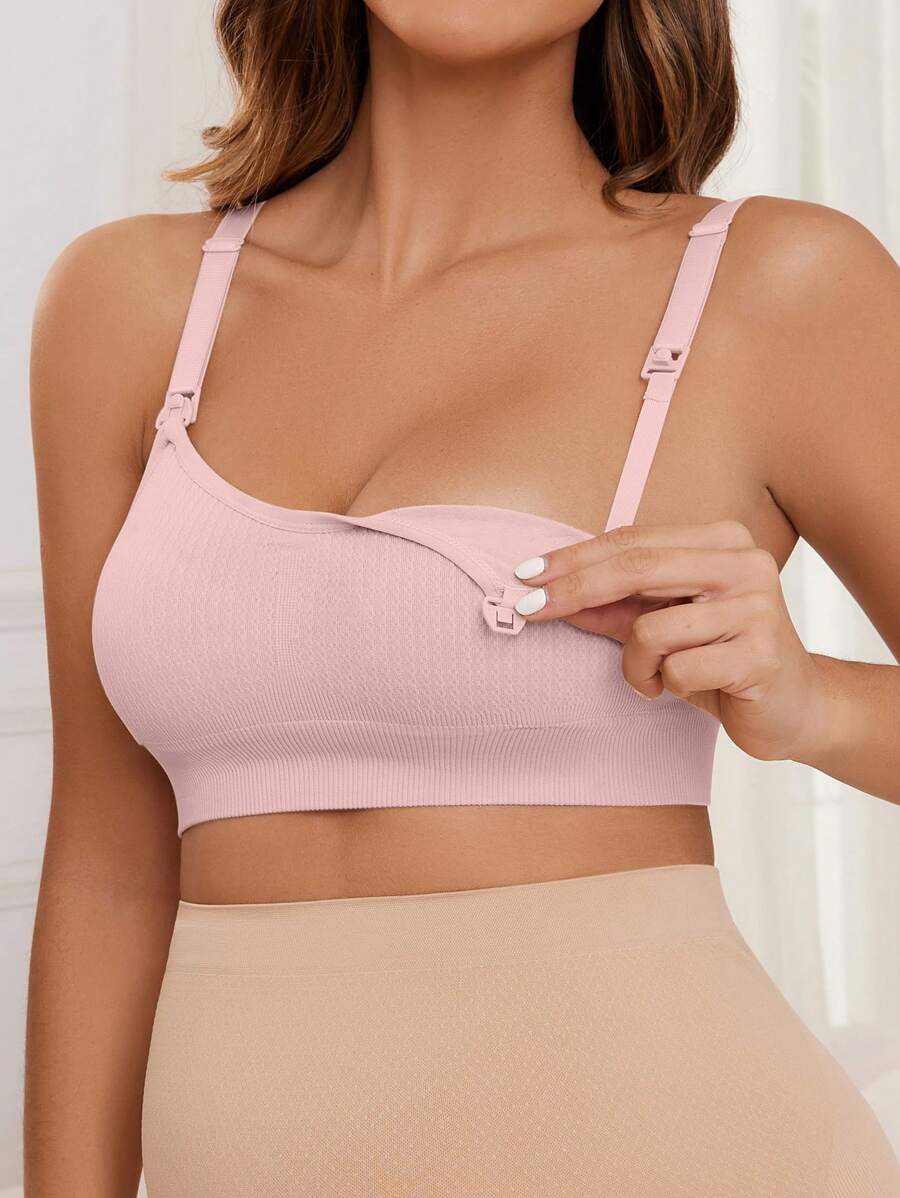 Maternity Seamless Nursing Bra Women Solid Ribbed Comfortable Breastfeeding Support Bra
