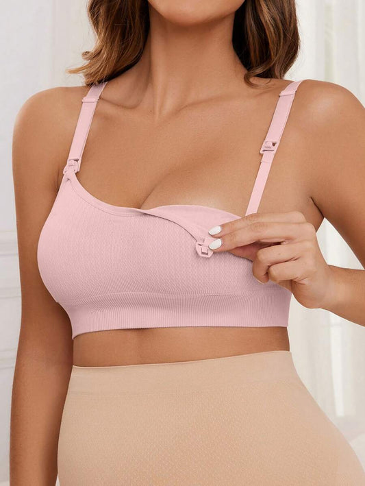 Maternity Seamless Nursing Bra Women Solid Ribbed Comfortable Breastfeeding Support Bra