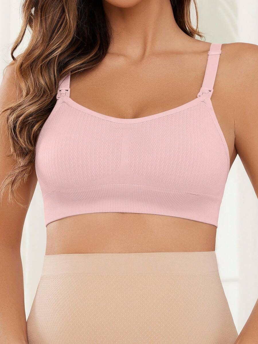 Coffee Brown Seamless Nursing Bra - Comfortable Wireless Maternity Bralette with Adjustable Straps and Easy Access Buttons