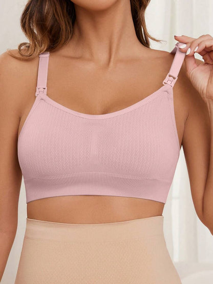 Coffee Brown Seamless Nursing Bra - Comfortable Wireless Maternity Bralette with Adjustable Straps and Easy Access Buttons