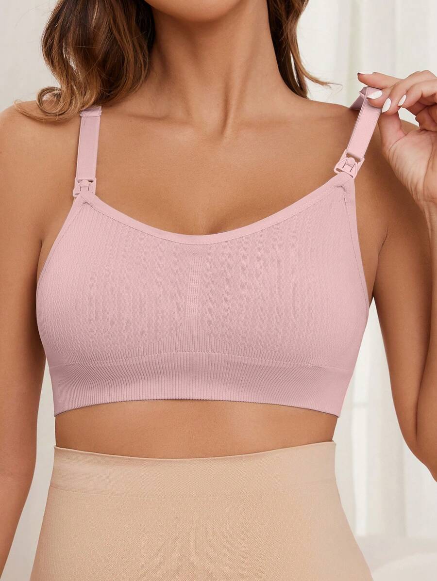 Maternity Seamless Nursing Bra Women Solid Ribbed Comfortable Breastfeeding Support Bra