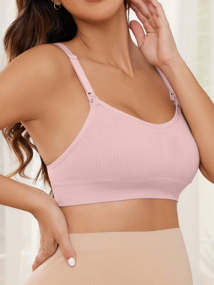 Coffee Brown Seamless Nursing Bra - Comfortable Wireless Maternity Bralette with Adjustable Straps and Easy Access Buttons