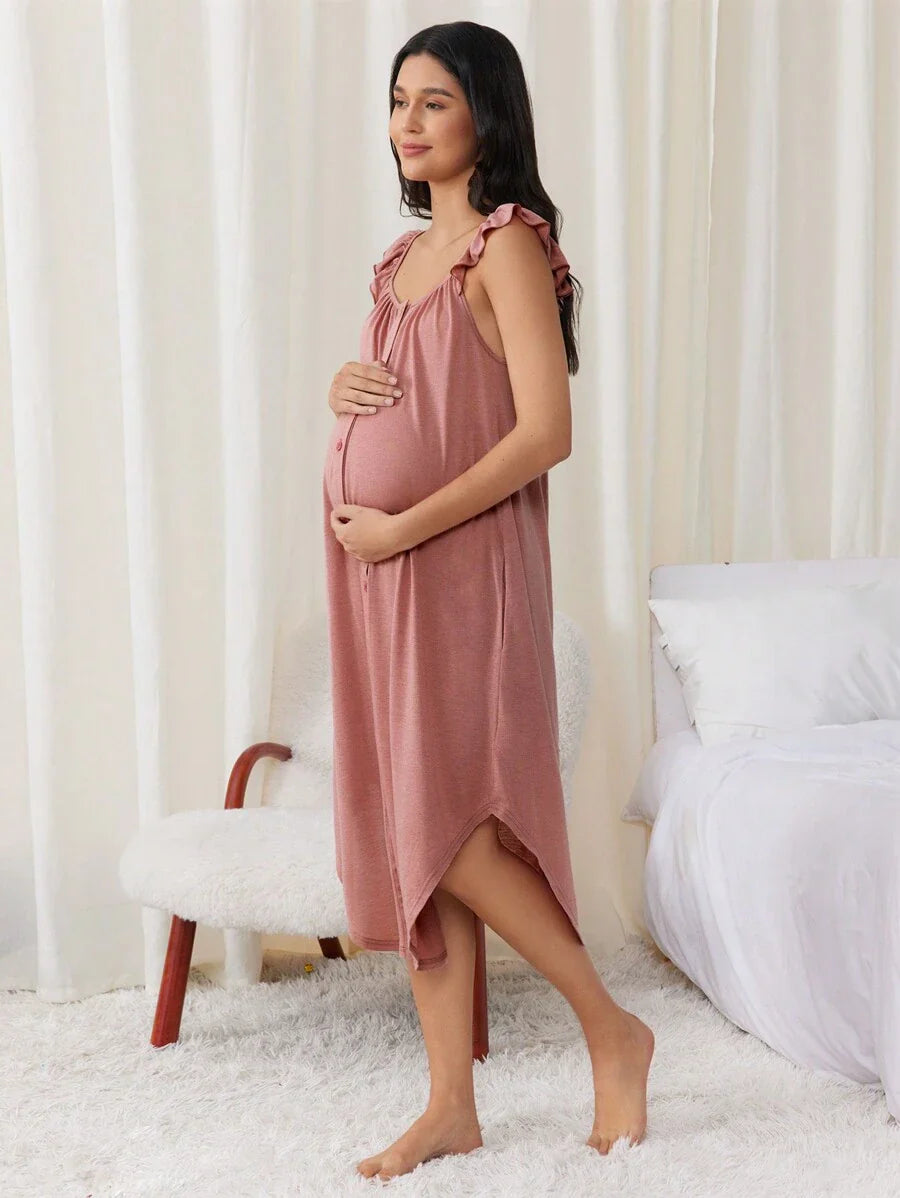 Maternity Labor and Delivery Gown - Hospital Nursing Soft Comfortable Birth Dress, Delivery