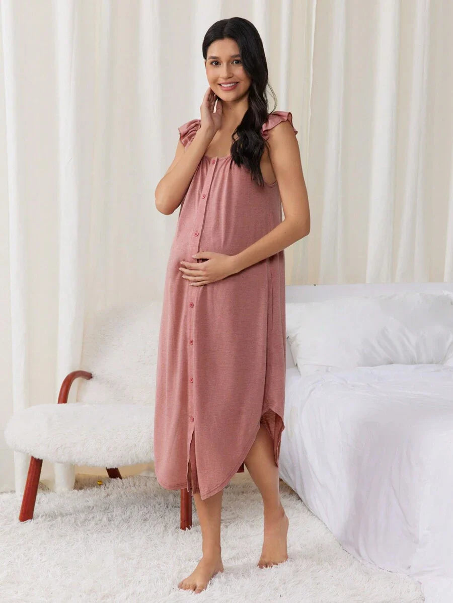Maternity Labor and Delivery Gown - Hospital Nursing Soft Comfortable Birth Dress, Delivery