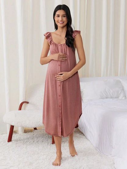 Maternity Labor and Delivery Gown - Hospital Nursing Soft Comfortable Birth Dress, Delivery