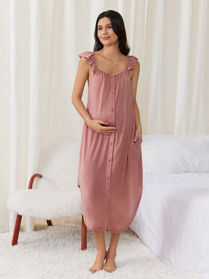 Maternity Labor and Delivery Gown - Hospital Nursing Soft Comfortable Birth Dress, Delivery