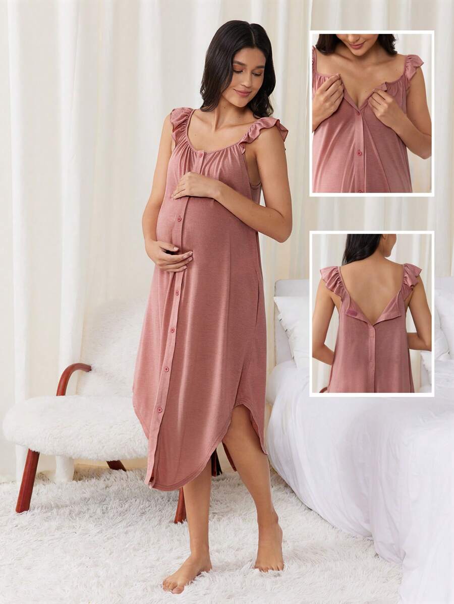 Maternity Labor and Delivery Gown - Hospital Nursing Soft Comfortable Birth Dress, Delivery