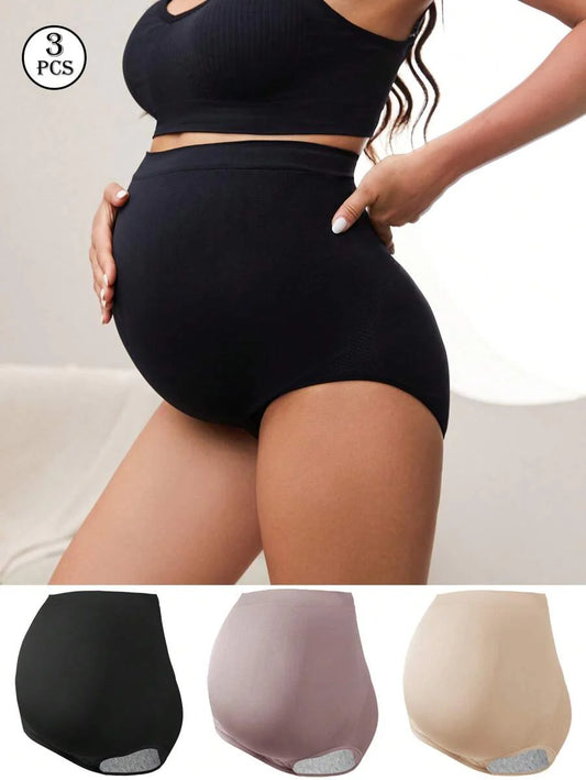 Maternity Underwear 3 Pairs - Nylon Multi Color Triangle Briefs Soft Stretch, Pregnancy Postpartum