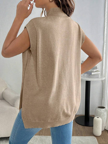 Women's Maternity Loose Knitted Sweater with Side Slit - Casual Autumn Pullover