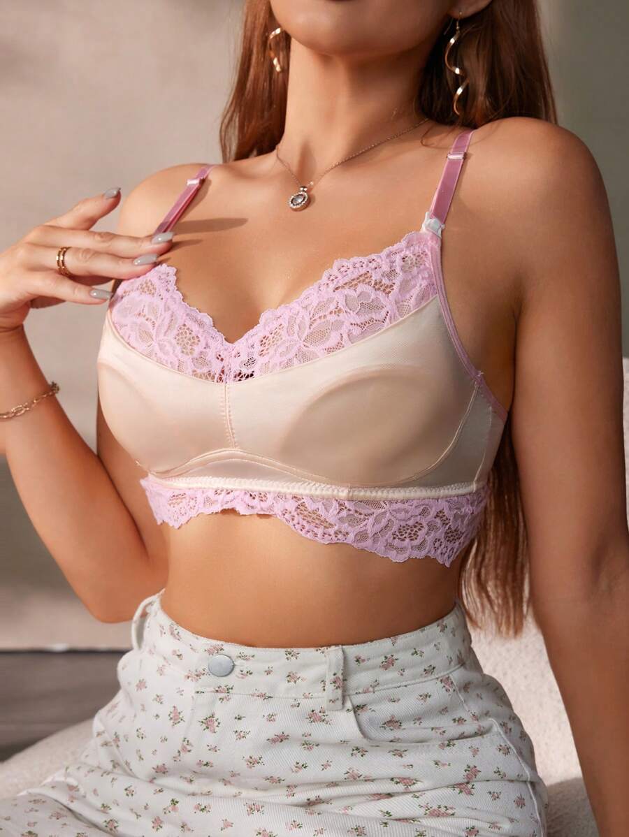 Maternity Floral Lace Patchwork Nursing Bra Women Soft Wireless Comfortable Breastfeeding Support Bra