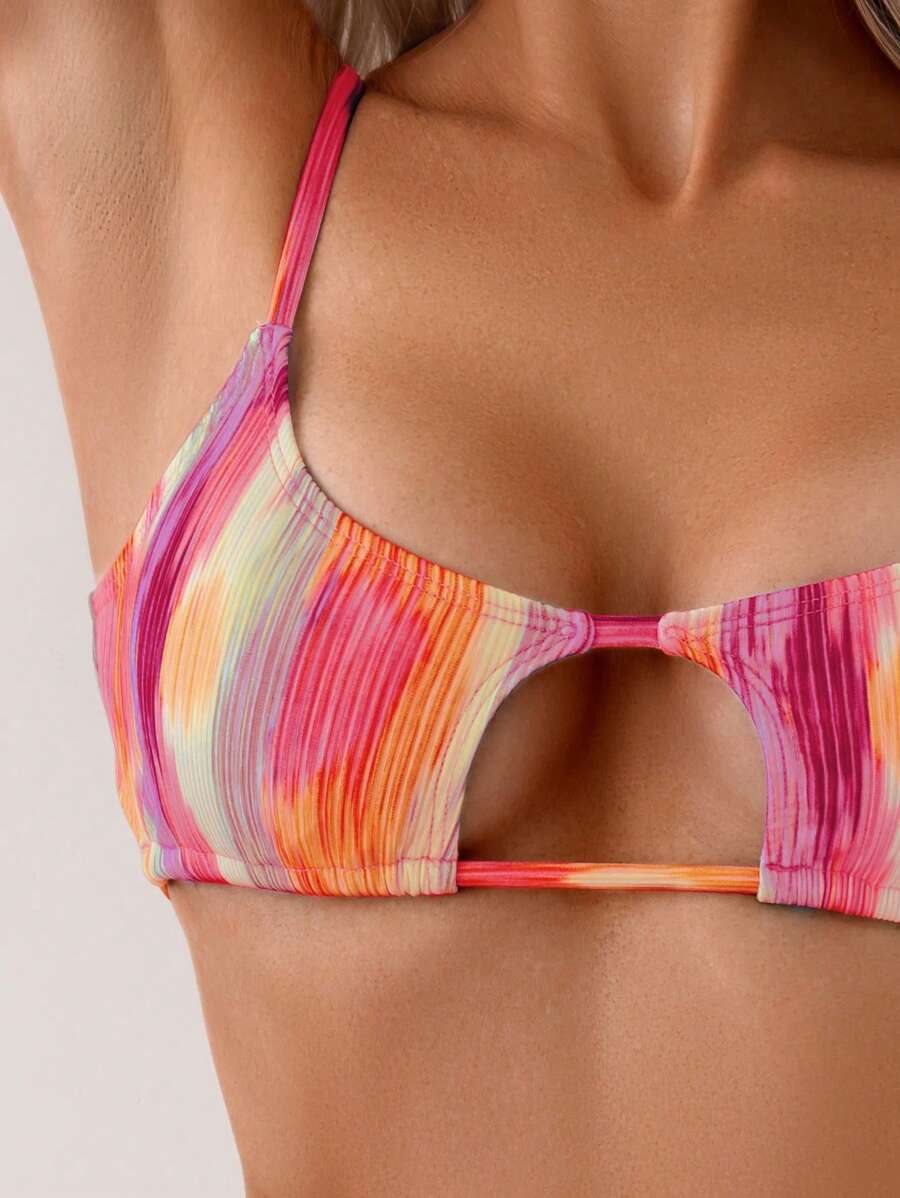 Swim Vcay Women's Summer Beach Tie-Dye Hollow Out Sexy Bikini Set With Separated Bikini Set