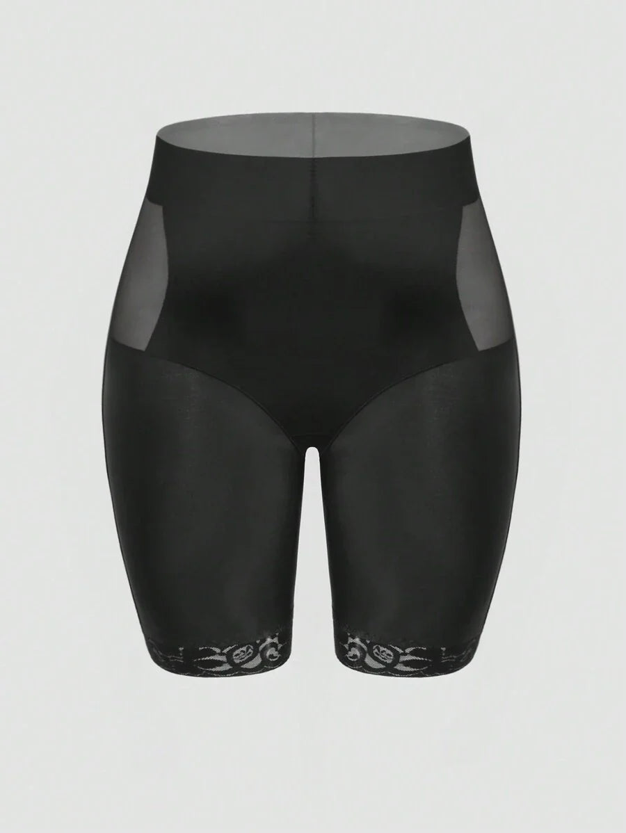 Women's Plus Size High Waist Shapewear Shorts - Mid-Thigh Tummy Control Biker Shorts