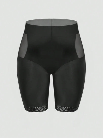 Plus Size High Waist Mid-Thigh Shapewear Shorts - Support Waistband Design