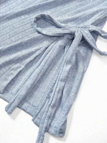 Maternity Grey Long Sleeve Tee and Knot Side Leggings Set - Casual Round Neck Two Piece Lounge Outfit for Spring and Fall