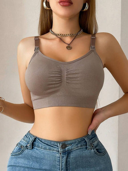 3PCS Maternity Nursing Bras Set Women Simple Solid Color Comfortable Breastfeeding Bra Set