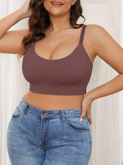 5-Piece Plus Size Non-Wired Comfort Bra Set - Solid Color Soft Everyday Lingerie