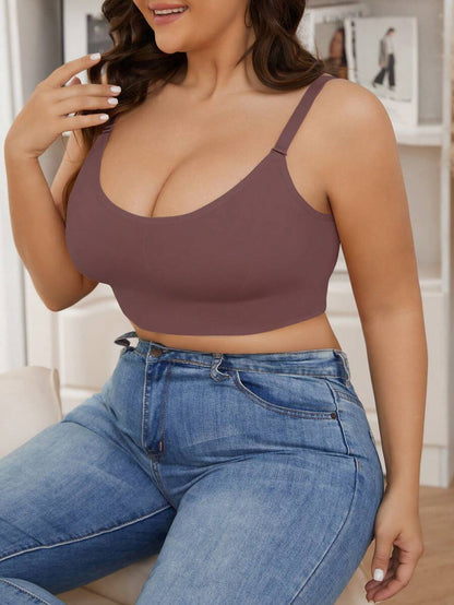 5-Piece Plus Size Non-Wired Comfort Bra Set - Solid Color Soft Everyday Lingerie