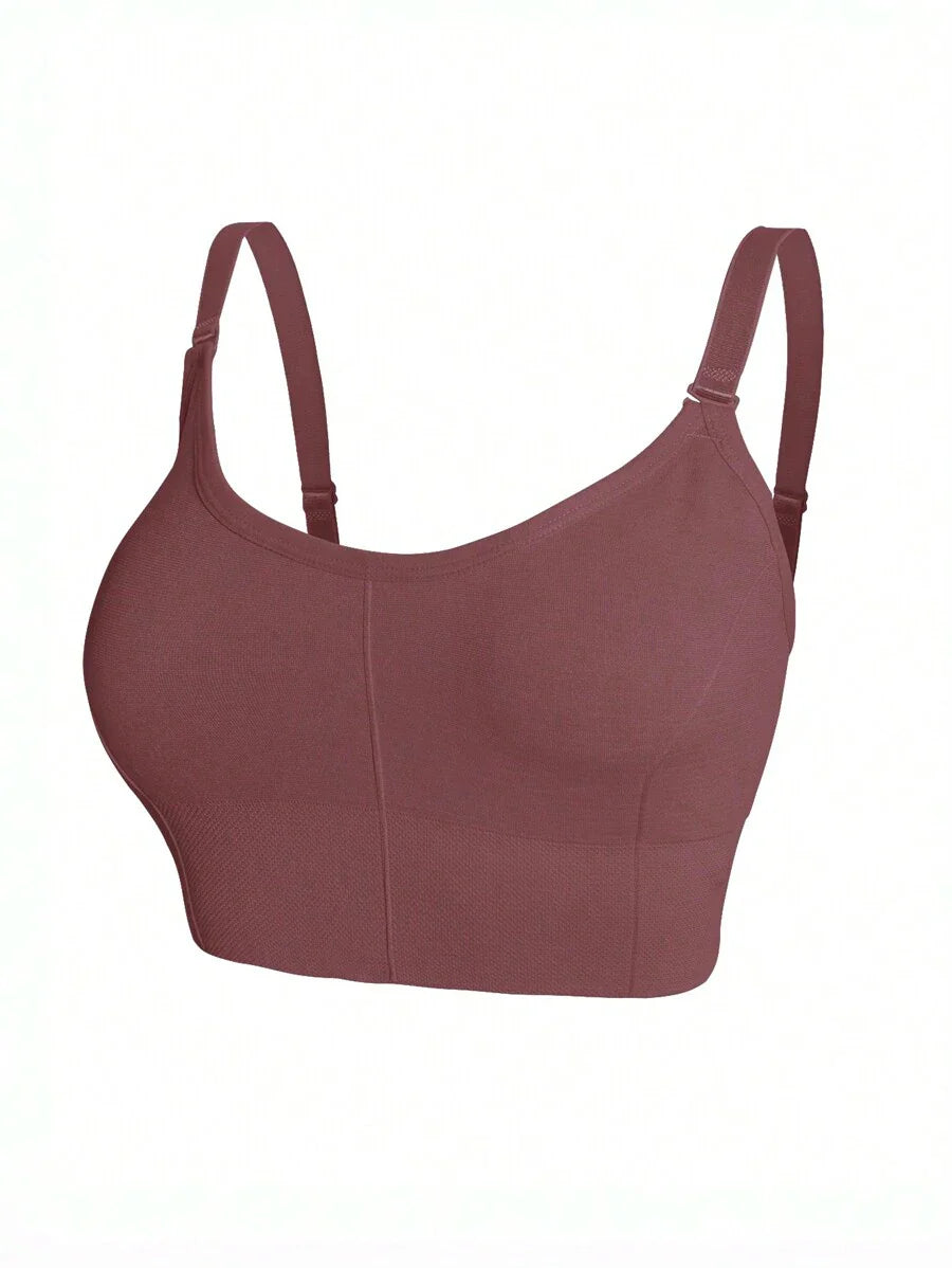 5-Piece Plus Size Non-Wired Comfort Bra Set - Solid Color Soft Everyday Lingerie