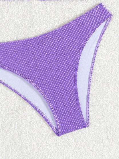 Women's Solid Halter Bikini Set - Lace Up, High Waist, Tie Detail, White