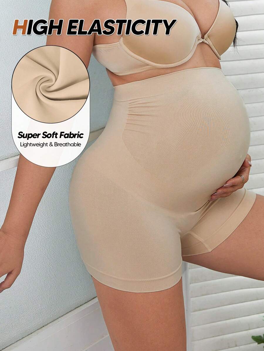 Maternity High Waist Belly Support Shorts - Expandable Abdominal Panel