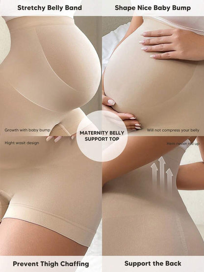 Maternity High Waist Belly Support Shorts - Expandable Abdominal Panel