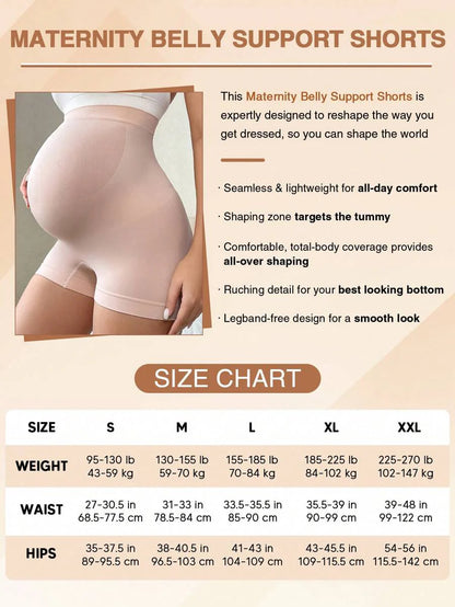Women's High Waisted Maternity Belly Support Shorts - Expandable Panel Pink Summer