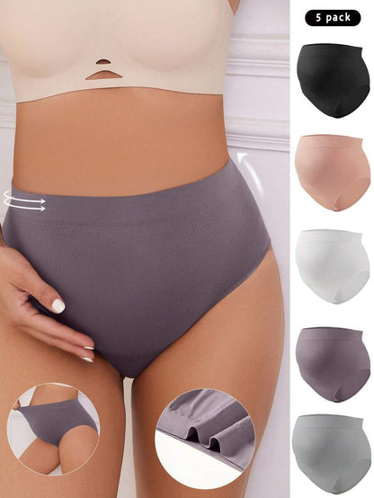 Maternity Briefs - 5 Pack Solid Color High Waist, Multicolor