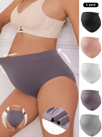 Maternity Solid Comfortable Panties Pack of 5 for Pregnant Women Soft Stretch Underwear