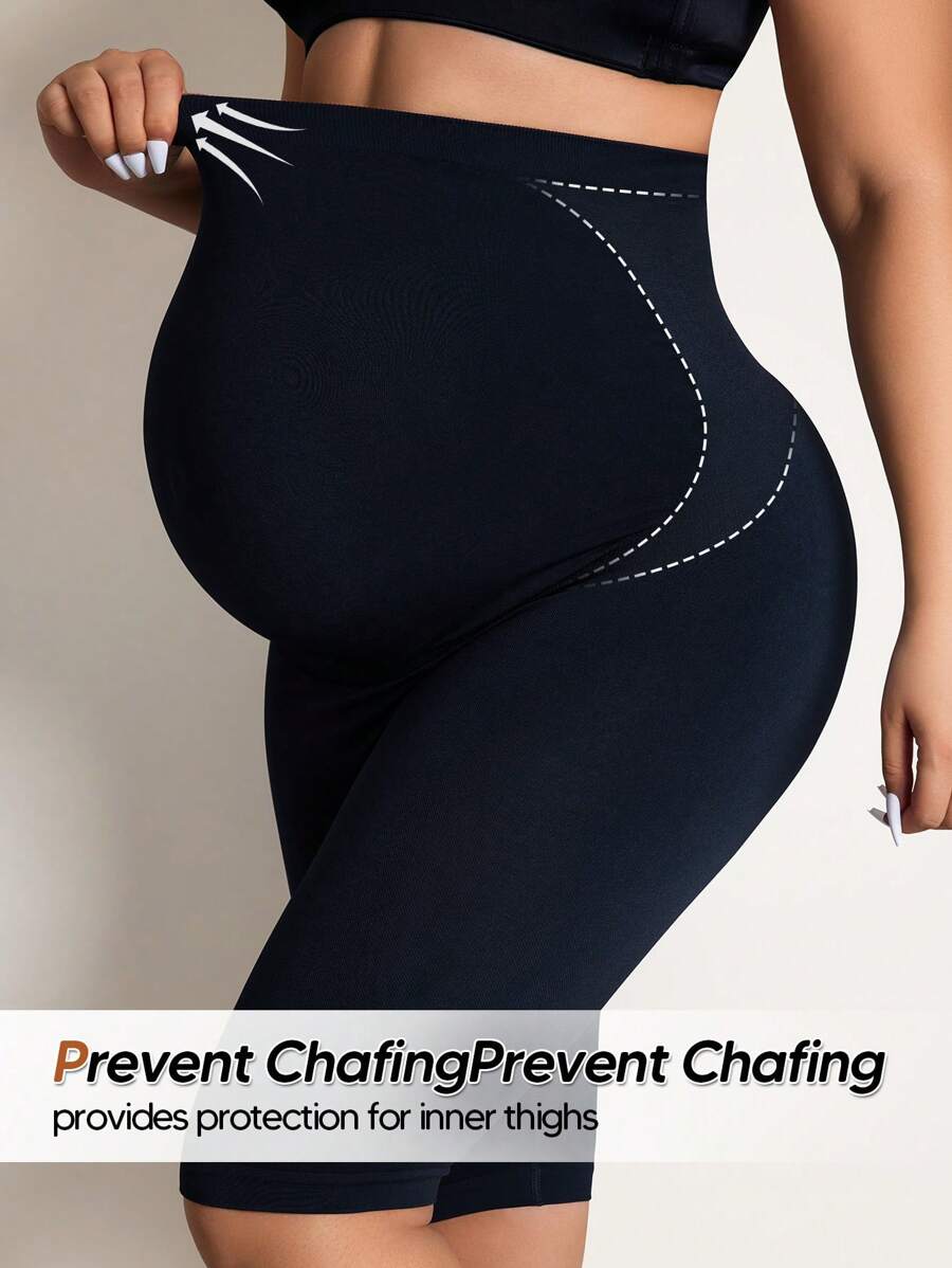 Maternity Solid High Waist Biker Shorts - Comfortable Pregnancy Fit