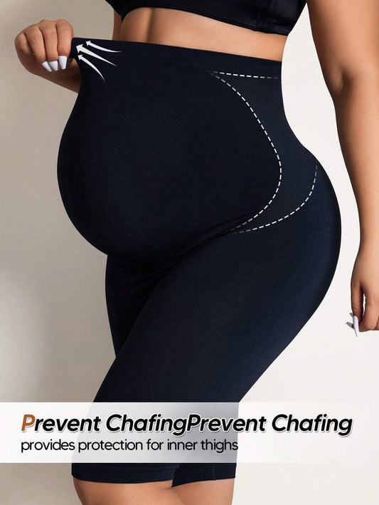 Maternity Solid High Waist Biker Shorts - Comfortable Pregnancy Fit