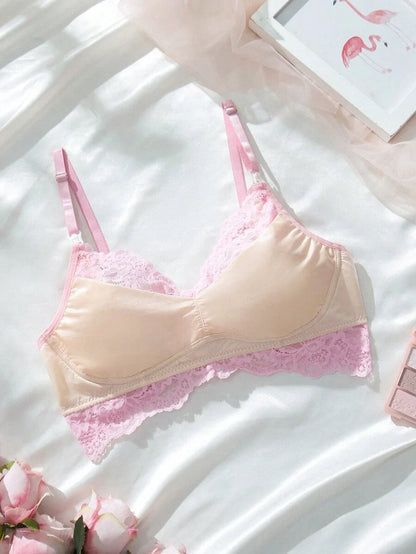 Maternity Floral Lace Patchwork Nursing Bra Women Soft Wireless Comfortable Breastfeeding Support Bra