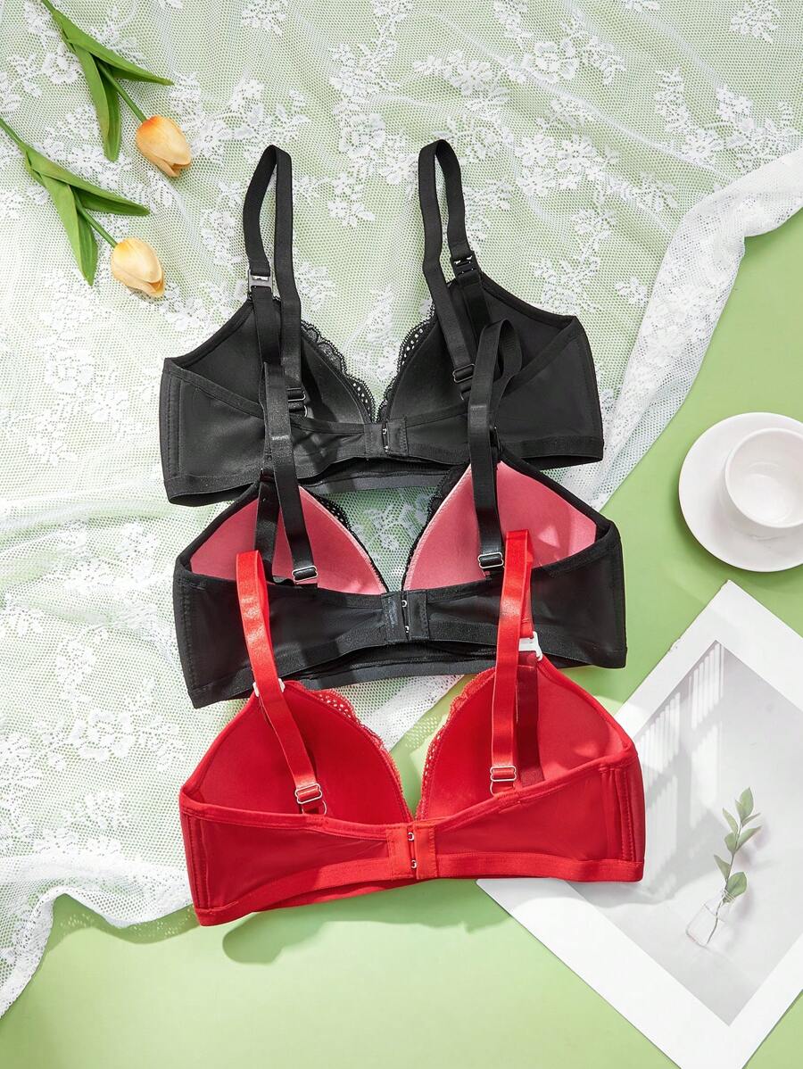 3PCS Maternity Lace Lingerie Set Women Contrast Lace Comfortable Nursing Underwear Set