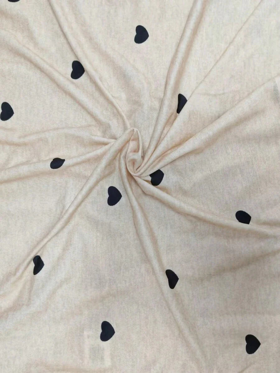 Maternity Heart Print Long Sleeve T-Shirt Apricot Round Neck Side Split Hem Casual Pregnancy Top for Valentine's Day