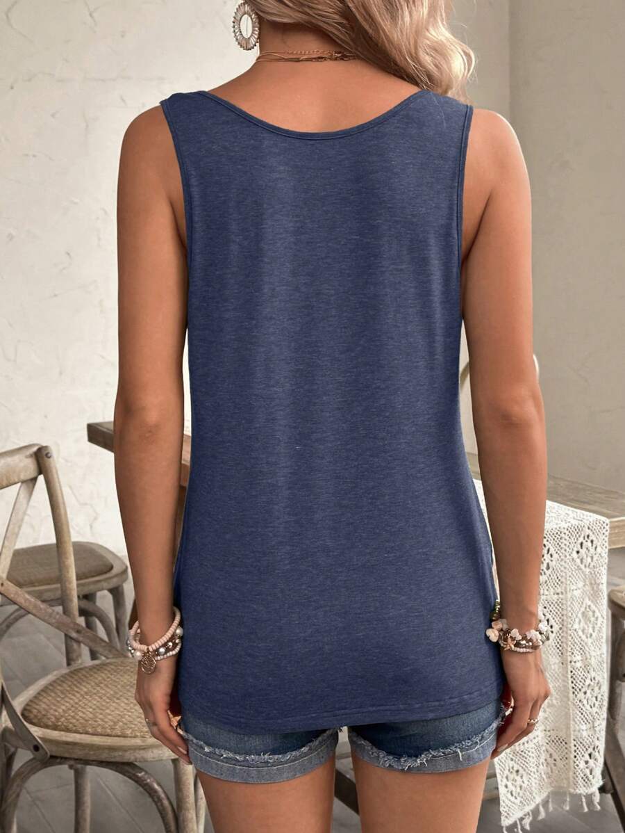 Maternity Solid Color Scoop Neck Sleeveless Nursing Top - Casual Summer Pullover