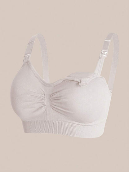 3-Pack Seamless Nursing Bras in Black, Burgundy & Nude, Wireless Maternity Sleep Bra with Front Clasp and Removable Padding