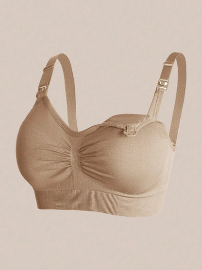 3-Pack Seamless Nursing Bras in Black, Burgundy & Nude, Wireless Maternity Sleep Bra with Front Clasp and Removable Padding