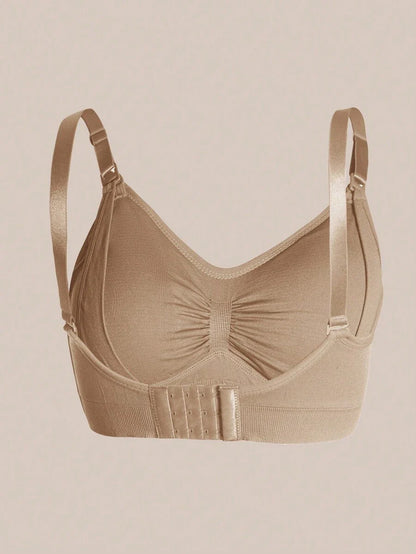 3-Pack Seamless Nursing Bras in Black, Burgundy & Nude, Wireless Maternity Sleep Bra with Front Clasp and Removable Padding