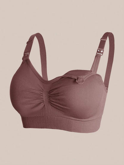 3-Pack Seamless Nursing Bras in Black, Burgundy & Nude, Wireless Maternity Sleep Bra with Front Clasp and Removable Padding