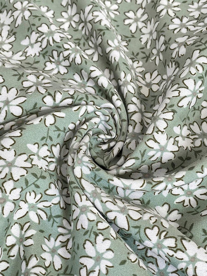 Green Ditsy Floral Maternity Summer Dress - Square Neck Short Sleeve A-Line High Waist Casual Beach Mini Dress