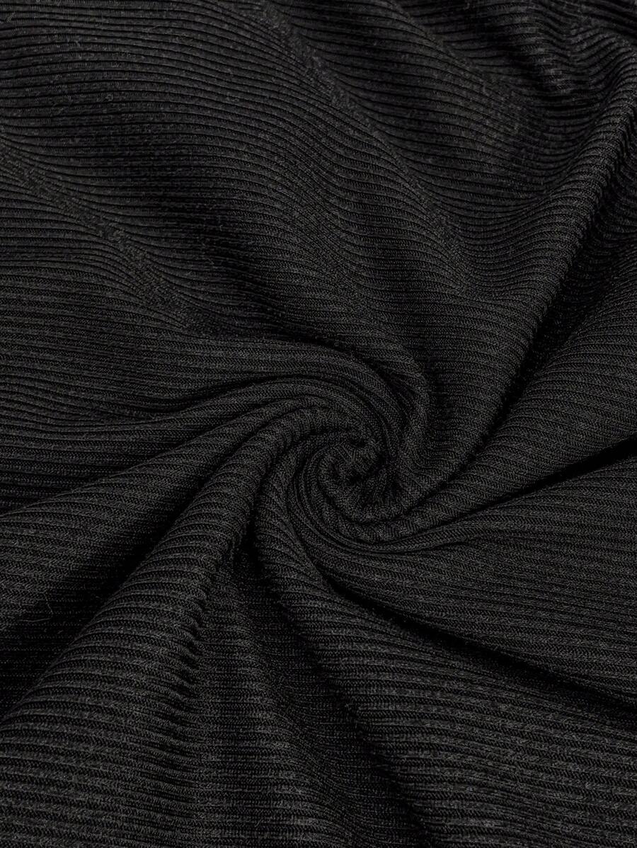 Black Crew Neck Short Sleeve Slim Fit Maternity Nursing Tee with Ruched Detail and Letter Print Knitted Fabric Casual Top