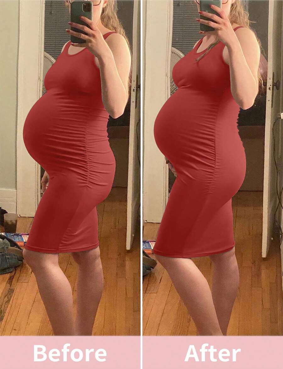Maternity Shapewear Over Belly Shorts - Anti-Chafing Seamless Underwear for Dresses