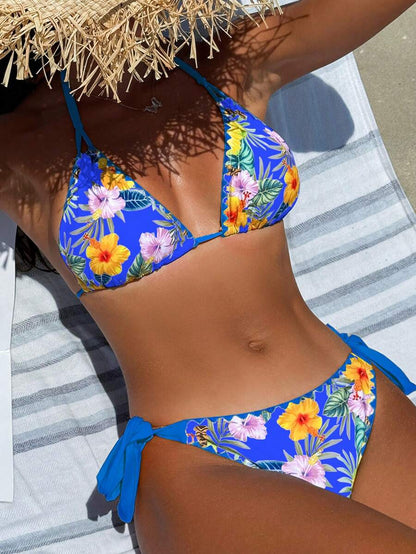 Swim Vcay Women's Fashion Summer Vacation Shell Print Halter Bikini Set