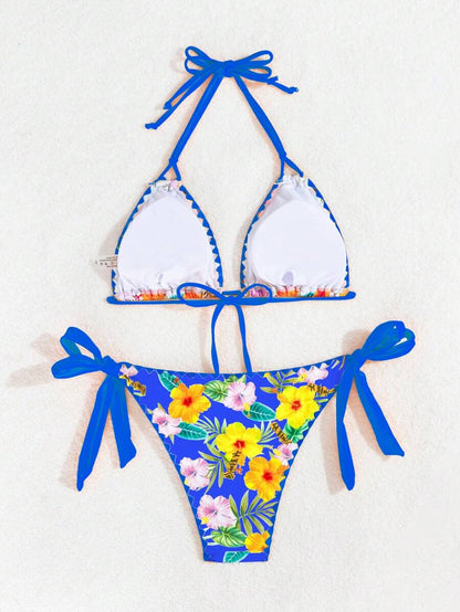 Swim Vcay Women's Fashion Summer Vacation Shell Print Halter Bikini Set