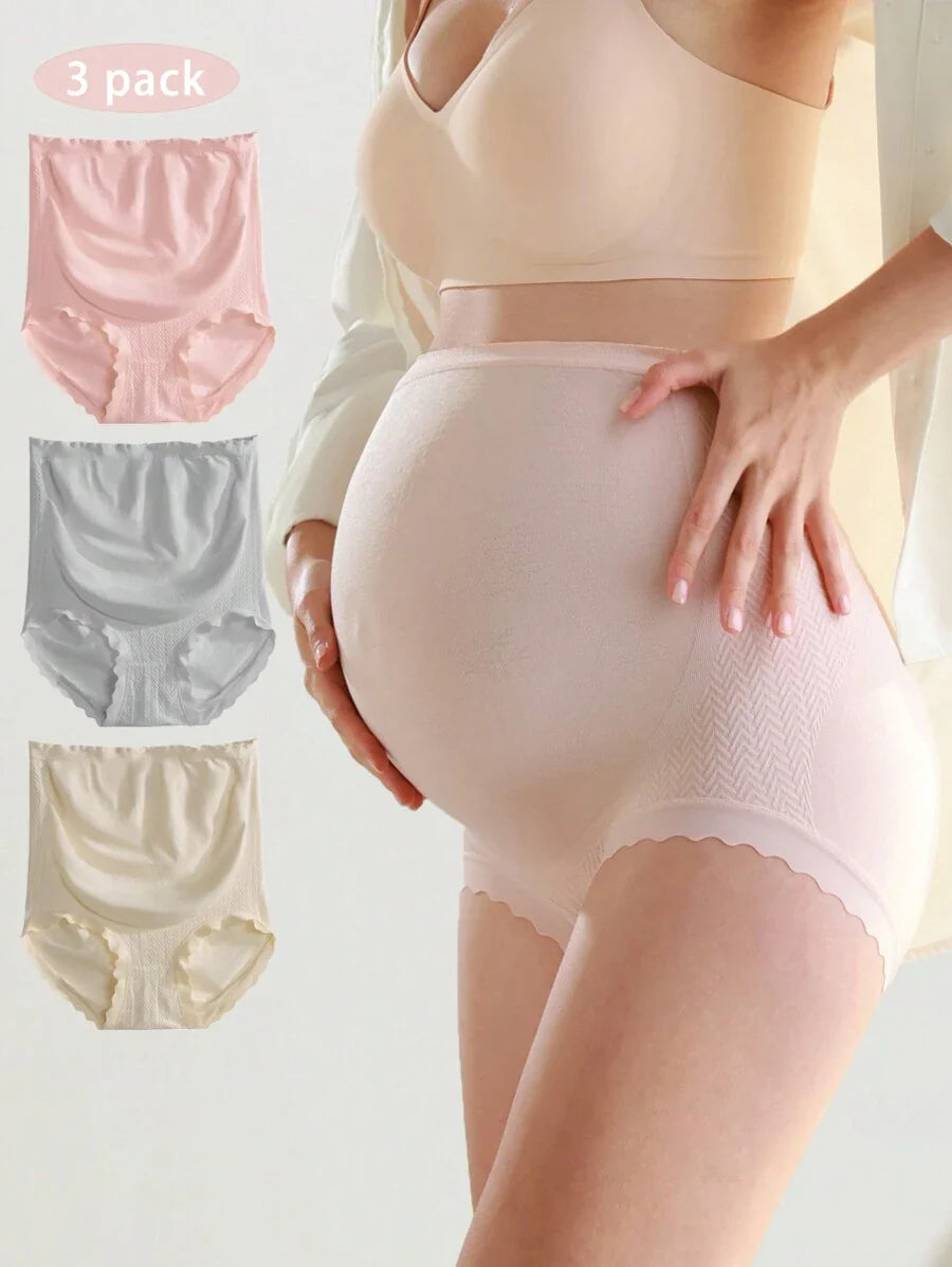 3pcs/Set Maternity Underwear High Waist Pregnancy Abdominal Support For Pregnant Women, Mid-Late Stage
