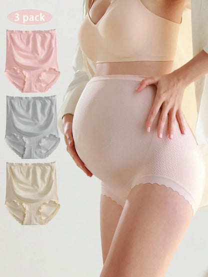 3pcs/Set Maternity Underwear High Waist Pregnancy Abdominal Support For Pregnant Women, Mid-Late Stage