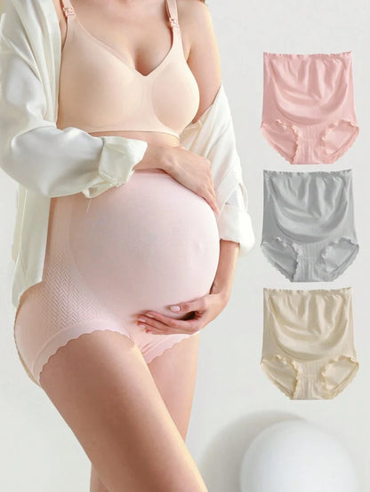3pcs/Set Maternity Underwear High Waist Pregnancy Abdominal Support For Pregnant Women, Mid-Late Stage